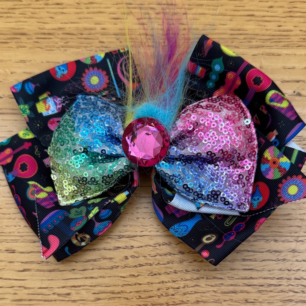 Trolls Rainbow Sequin Hair Bow